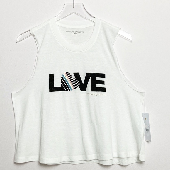 SPIRITUAL GANGSTER | Love Graphic White Crop Tank - Picture 6 of 8